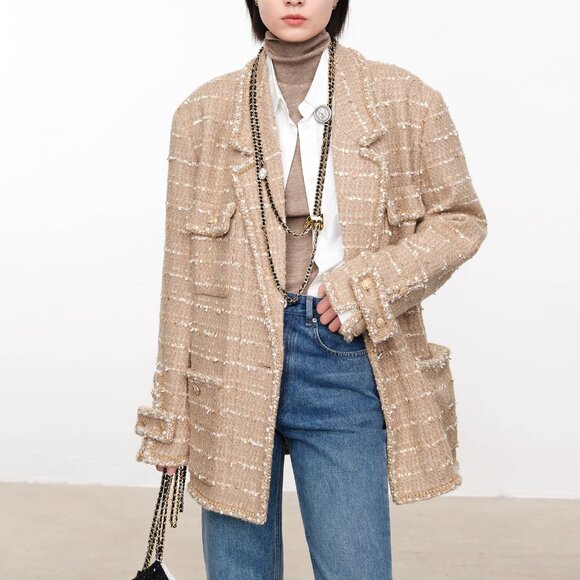 CHICJOC “Florence Sunset” Couture Tweed Coat – Size 36 - Picture 4 of 16